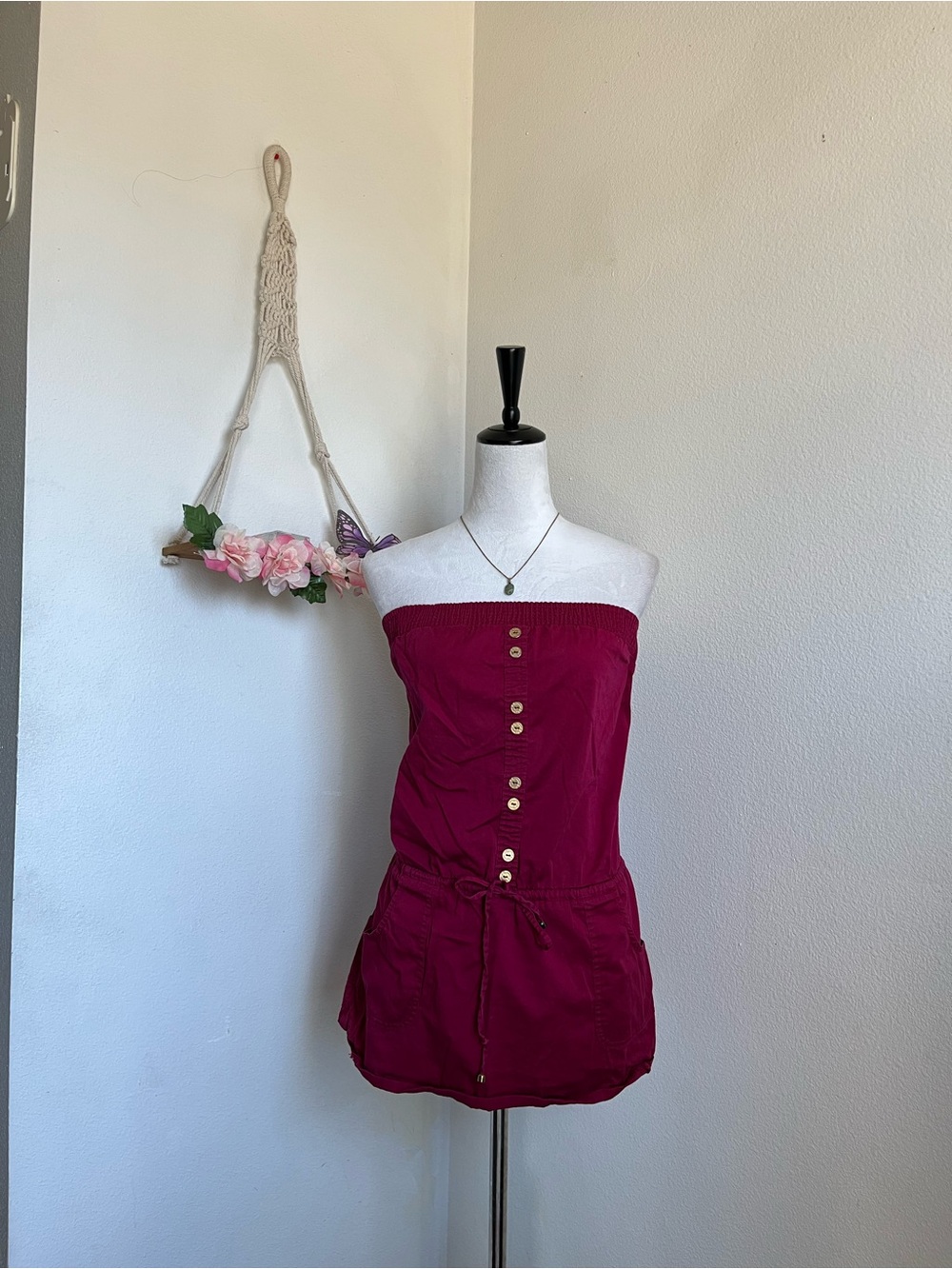 Y2K Guess Women’s Fuchsia Strapless Blouse size small
